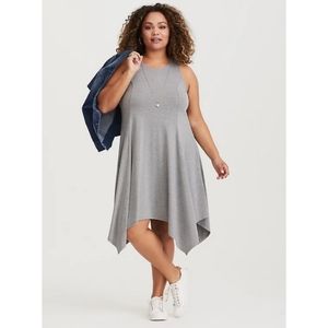 Torrid Grey Sleeveless Jersey Trapeze Handkerchief Asymmetrical Dress